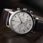 "Elegant wristwatch from our watches collection with stainless steel case and leather strap"